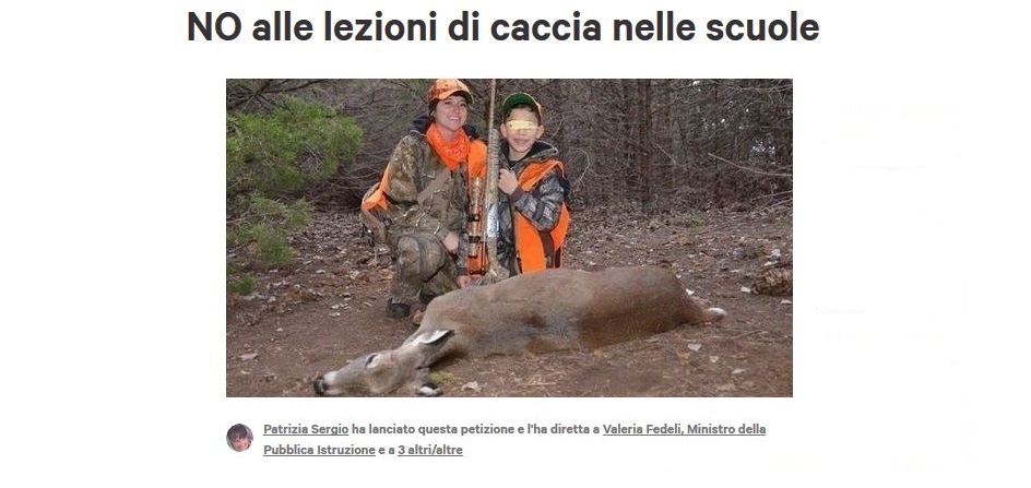 Scopri di più sull'articolo NO ALLE LEZIONI DI CACCIA NELLE SCUOLE-PETIZIONE